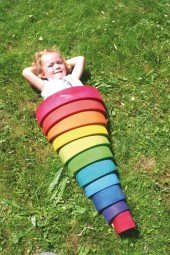 Kids Wooden Toys Grimms Stacking Rainbow 