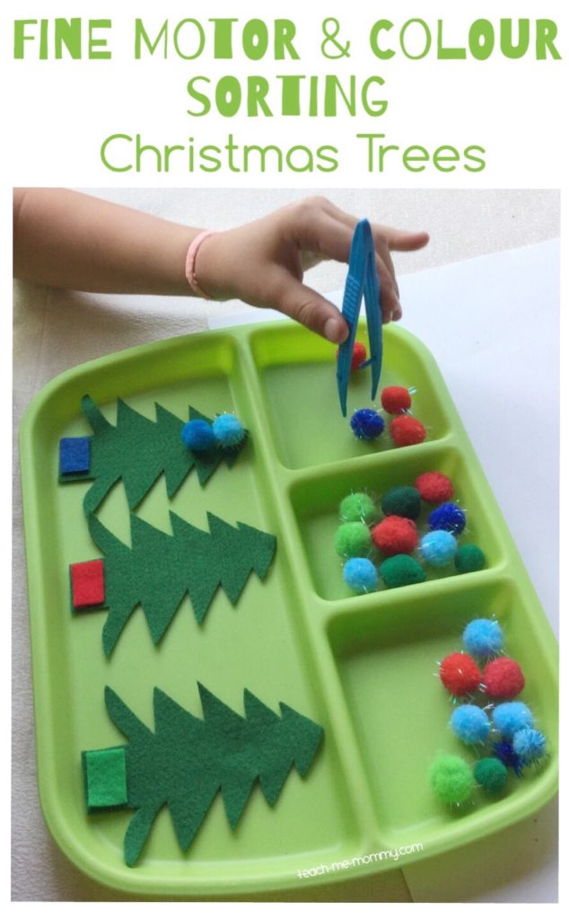 30 Days of Christmas Cheer Fine Motor Sorting Christmas Trees