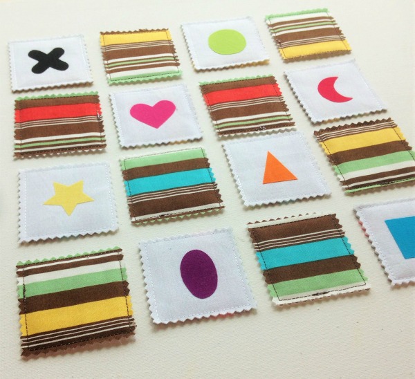 Two in One Fabric Game: Memory Game & Bingo – Brown Striped