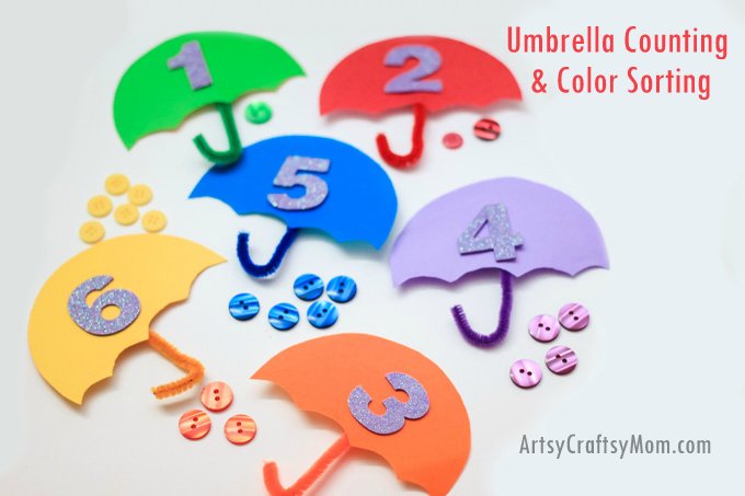 30 Days 30 Ways Connect with Kids Umbrella-Counting-Color Sorting Day 17