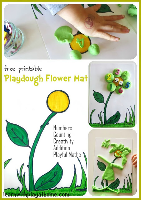 30 Days 30 Ways to Connect with Kids Playdough Flower Mat. Free Printable. Day 12