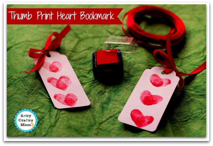 30 Days 30 Ways to Connect with Kids Thumbprint Heart Bookmark Day 10