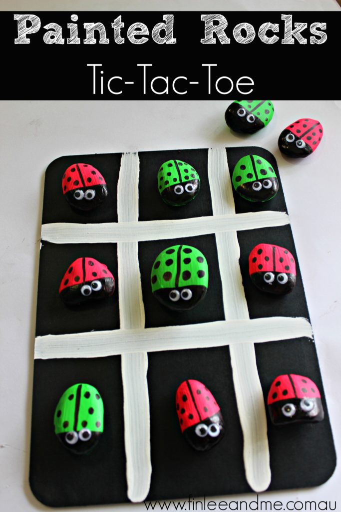 painted rocks tic tac toe for kids