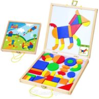 Finlee and Me – Wooden Toys – Magnetic Shapes Build a Picture Set