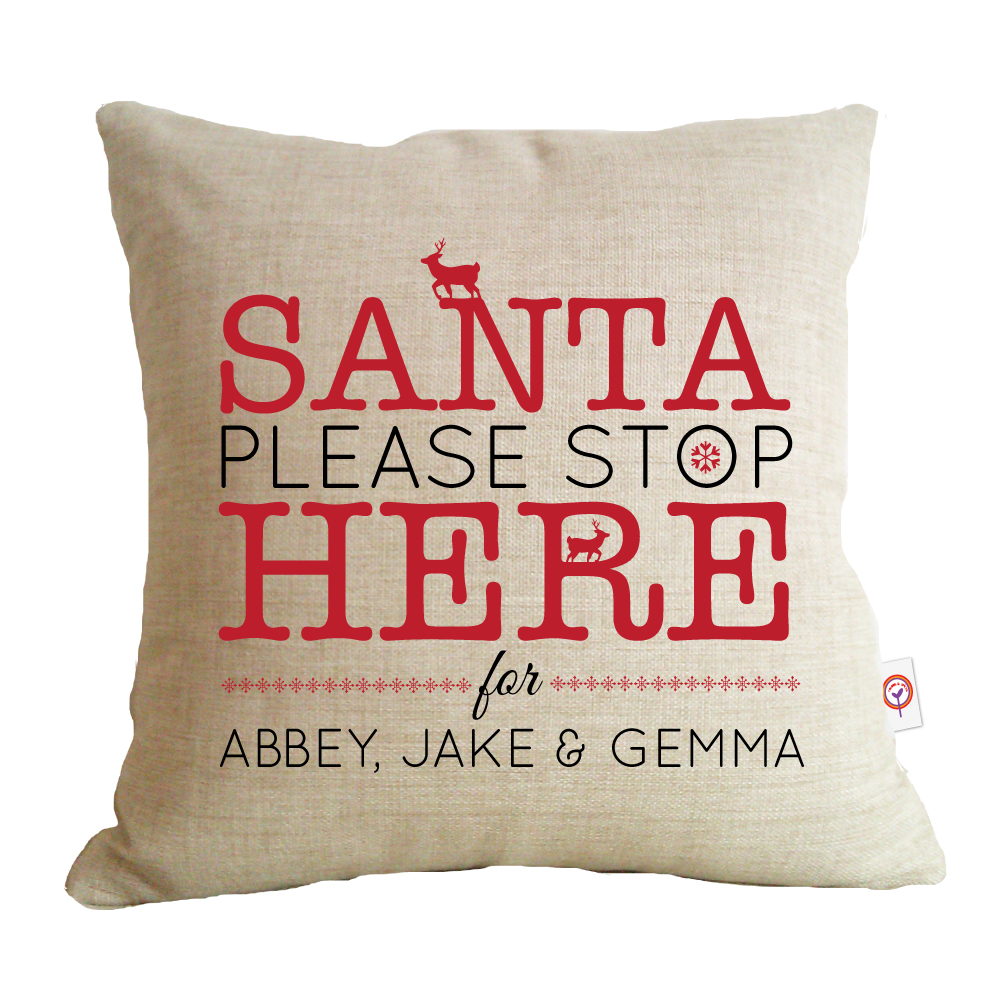 santa stop here cushion