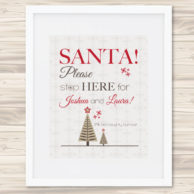 santa stop here print - taupe