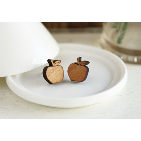 apple-earrings-wooden