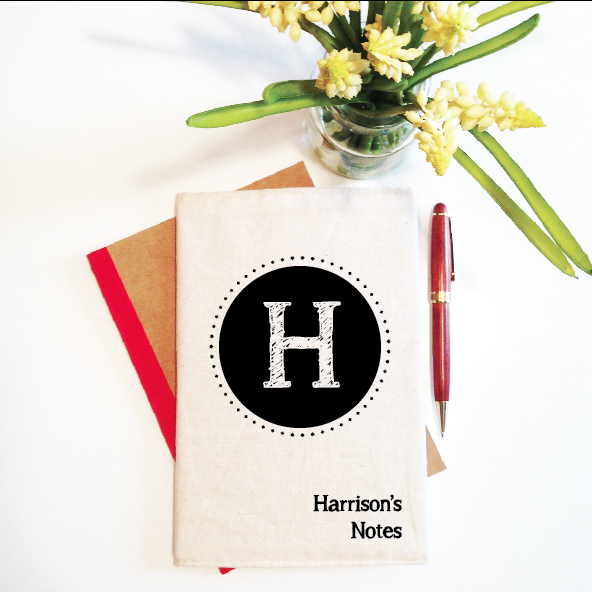 personalised-notebook-and-reusable-cover-initial-monogram-black
