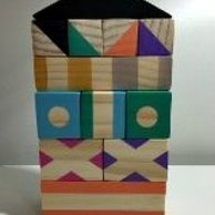Wooden Toys Small House COloured Building Blocks Collection