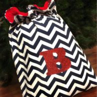 Christmas Decor Santa Sacks Navy Chevron