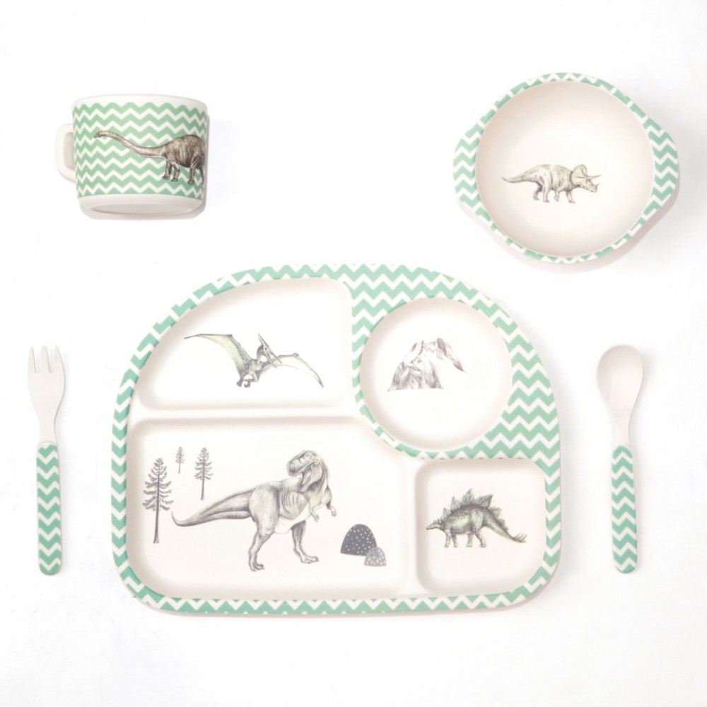 Kids Dinnerware Bamboo Dinner Set Dinosaur Feast