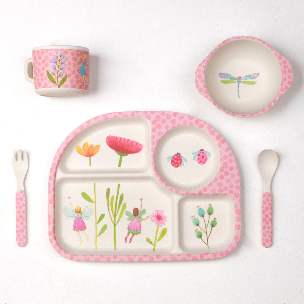 Kids Dinnerware Bamboo Dinner Set Fairy Garden