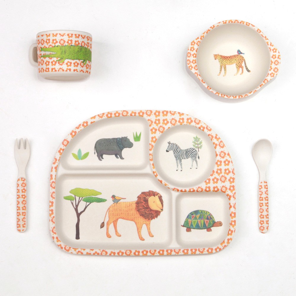 Kids Dinnerware Bamboo Dinner Set On Safari