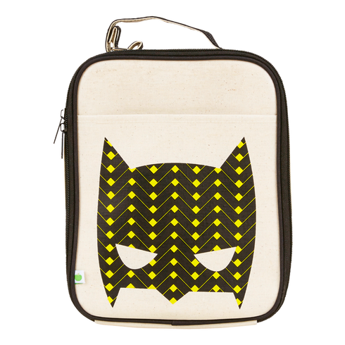 Apple and Mint Kids Lunchboxes Reusable Lunch Bag Black Superhero