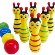Finlee and Me Wooden Toys Bowling Bees Skittle Game