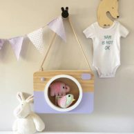 Finlee and me Kids room Decor Shadow Boxes Rectangular Camera Pastel Purple