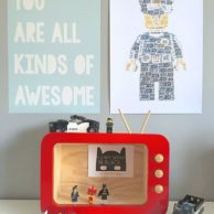 Finlee and me Kids room Decor Shadow Boxes TV Red