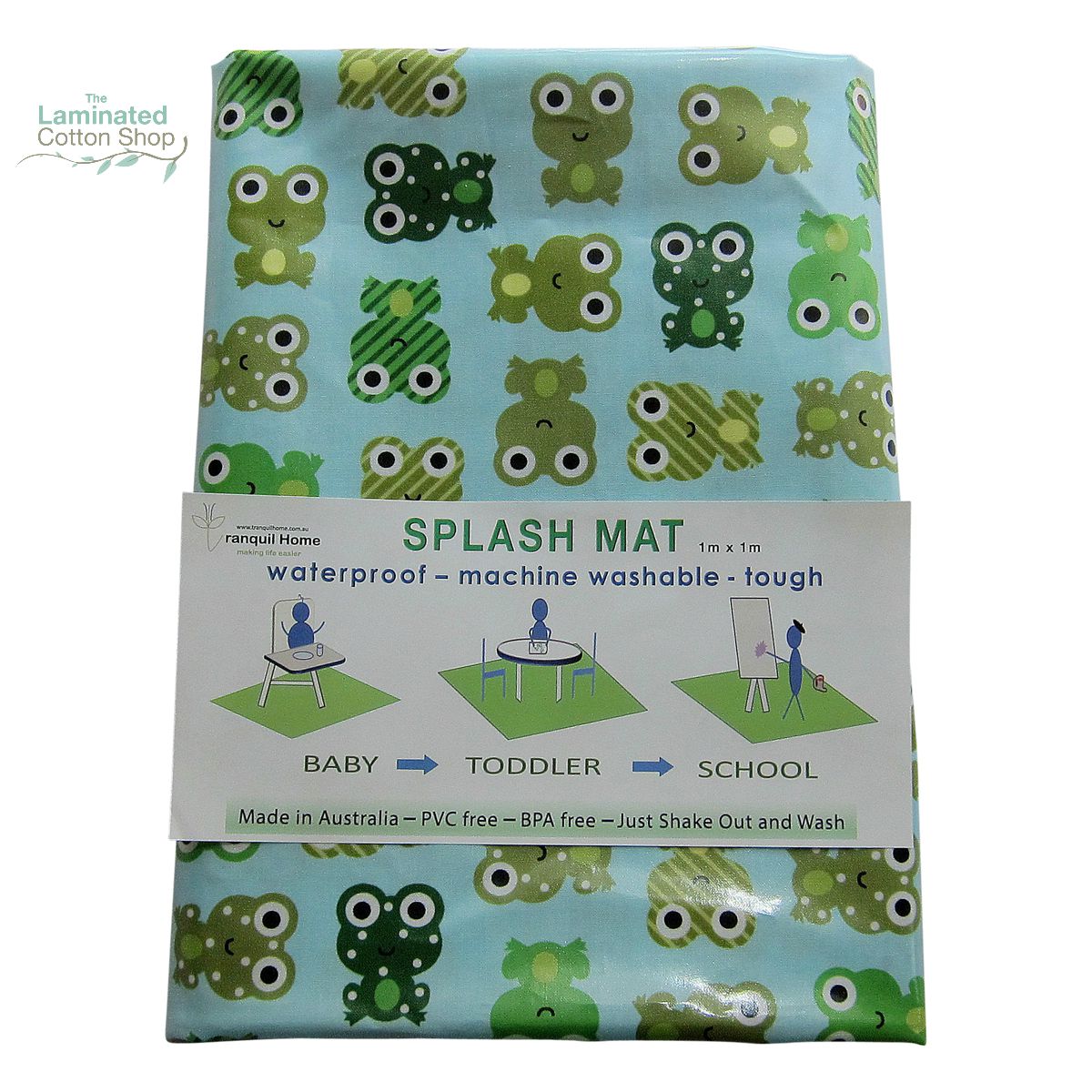 The Laminated Cotton Shop - Messy Mat- High Chair Splash Mat {Frog}