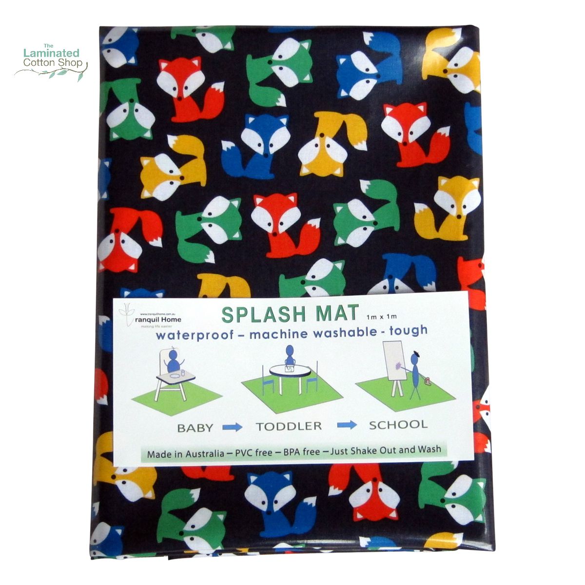 The Laminated Cotton Shop- Messy Mat- High Chair Splash Mat {Woodland}