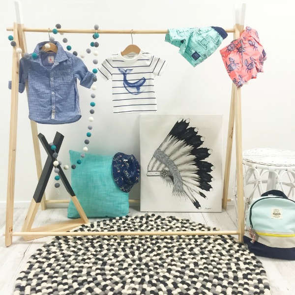 Finlee and Me- Kids Room Décor – Wooden Clothing Rack