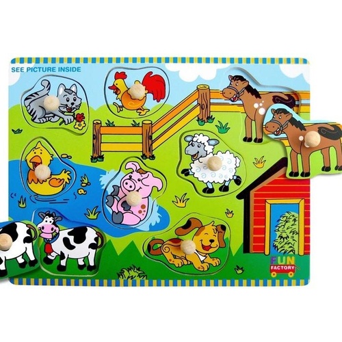 Finlee and Me- Puzzles for Kids- Farmhouse Peg Puzzle